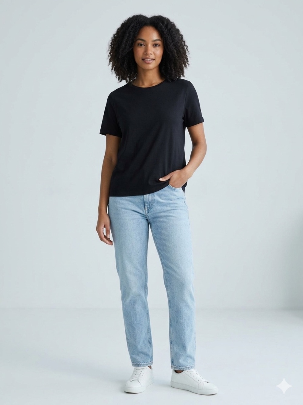 NWT Zara Black Basic Crewneck T-Shirt – Size Large